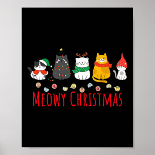 Meowy Catmas Schattige Kitten Cat Santa Hat Xmas H Poster