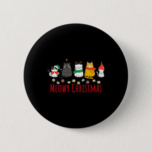 Meowy Catmas Schattige Kitten Cat Santa Hat Xmas H Ronde Button 5,7 Cm