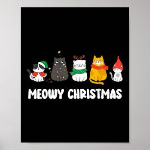 Meowy Catmas Schattige Kitten Santa Hat Christmas Poster