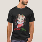 Meowy Catmas Schattigee Kat In Kerstsok Xmas Meisj T-shirt (Voorkant)