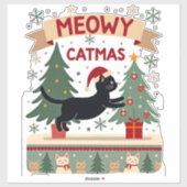 Meowy Catmas, Ugly Christmas Sweater, Cat Christma Sticker (Vel)