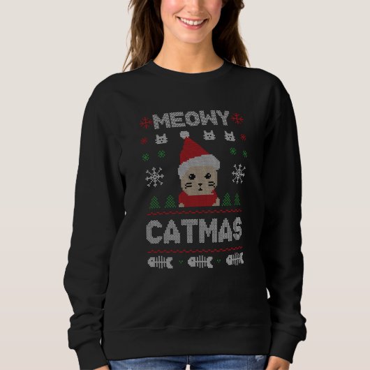 Meowy Catmas Ugly KerstSweater Trui (Voorkant)