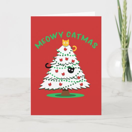 Meowy Catmus | Funny Christmas Tree Cats Feestdagen Kaart (Voorkant)
