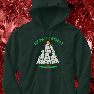 Meowy Catmus | Grappige Kerstboomkatten Hoodie