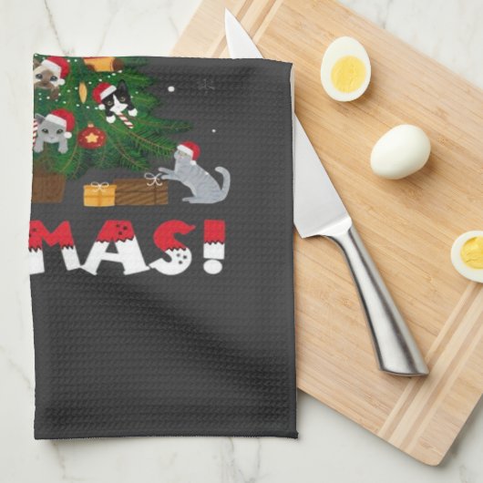 Meowy Chirstmas Theedoek (Quarter Fold)