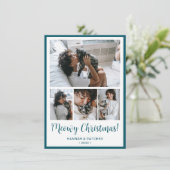 Meowy Christmas 4 Foto Feestdagenkaart (Staand voorkant)