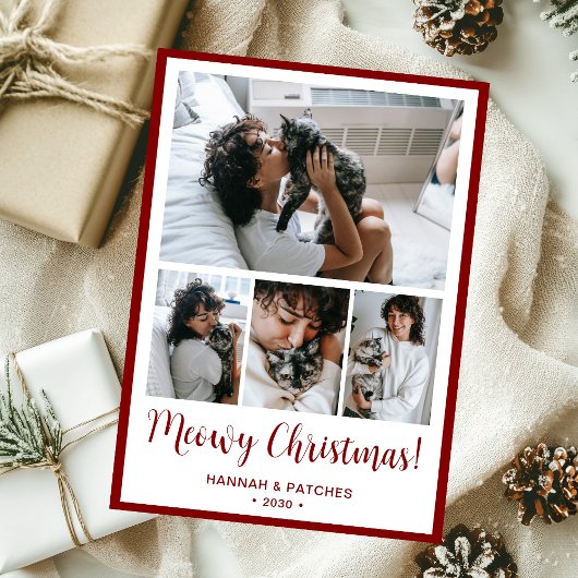 Meowy Christmas 4 Foto Feestdagenkaart