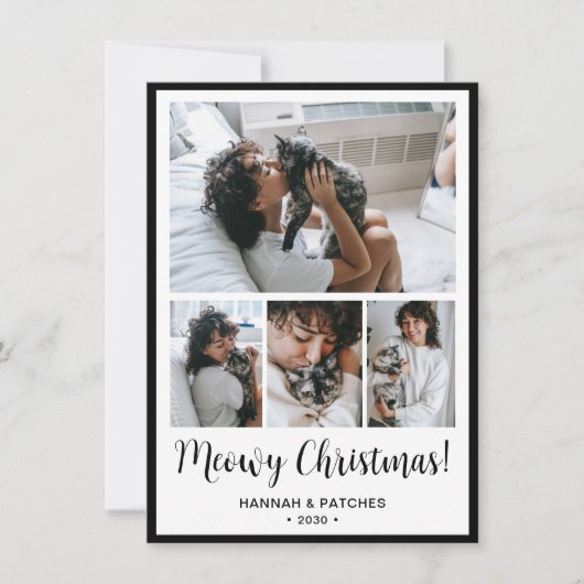 Meowy Christmas 4 Foto Feestdagenkaart (Voorkant)