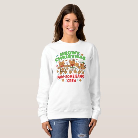 "Meowy Christmas Baking Crew Sweatshirt (Voorkant volledig)