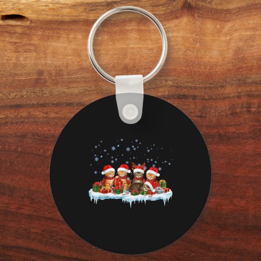 Meowy Christmas Black Cat Pajamas Family Funny Xma Sleutelhanger (Voorkant)