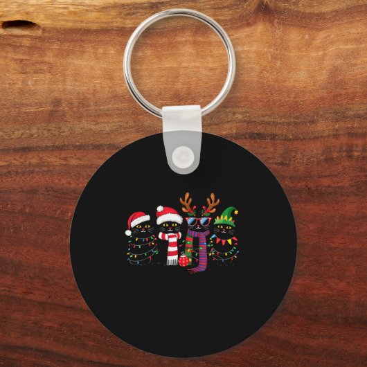 Meowy Christmas Black Cat Xmas For Cat Lover Cat M Sleutelhanger (Voorkant)