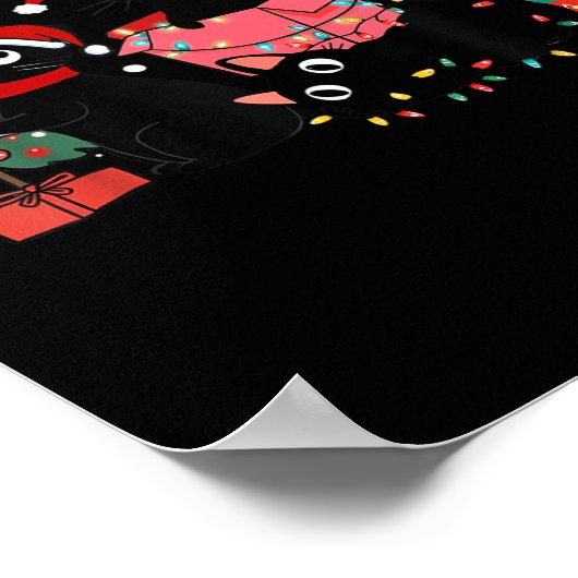 Meowy Christmas Black Cats Play Christmas Tree Lig Poster (Hoek)