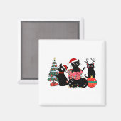 Meowy Christmas Black Cats Speel Kerstboom Lig Magneet (Voorkant / Achterkant)