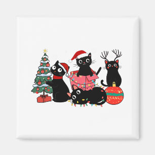 Meowy Christmas Black Cats Speel Kerstboom Lig Magneet
