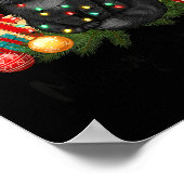 Meowy Christmas Black Cute Cat Santa Hat Xmas Wome Poster (Hoek)