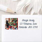 Meowy Christmas Bombay Cat retouradres Etiket (Insitu)