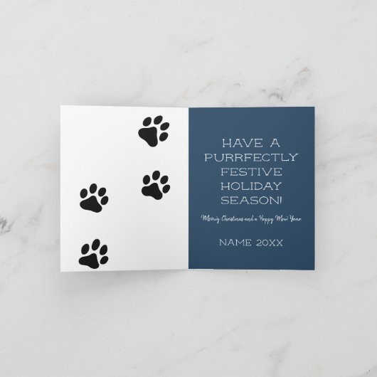 Meowy Christmas Bombay Cat Waterverf Feestdagen Kaart (Binnen)