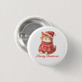 Meowy Christmas Button – Schattige feestelijk katt (Voorkant /achterkant)