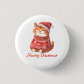 Meowy Christmas Button – Schattige feestelijk katt (Voorkant)