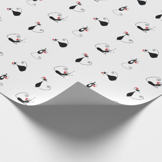Meowy Christmas - Capped Kat kerstpapier Cadeaupapier (Hoek)