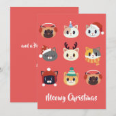 Meowy Christmas Cartoon Cats Feestdagenkaart (Voorkant / Achterkant)