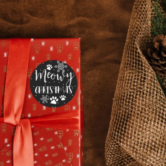 Meowy Christmas CAT Cadeau, PET, Custom CAT Ronde Sticker