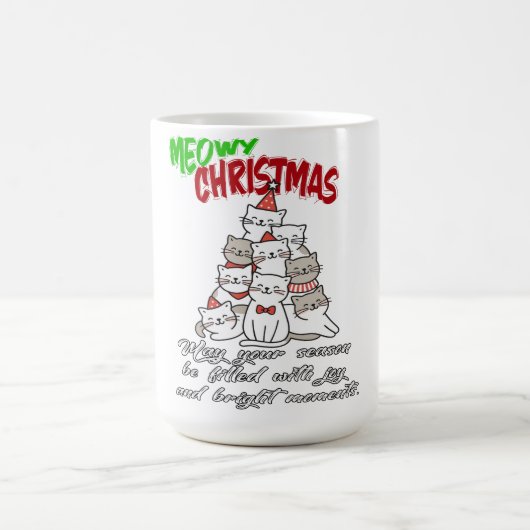 Meowy Christmas Cat – Cute Holiday Cat Lovers Mug Koffiemok (Center)