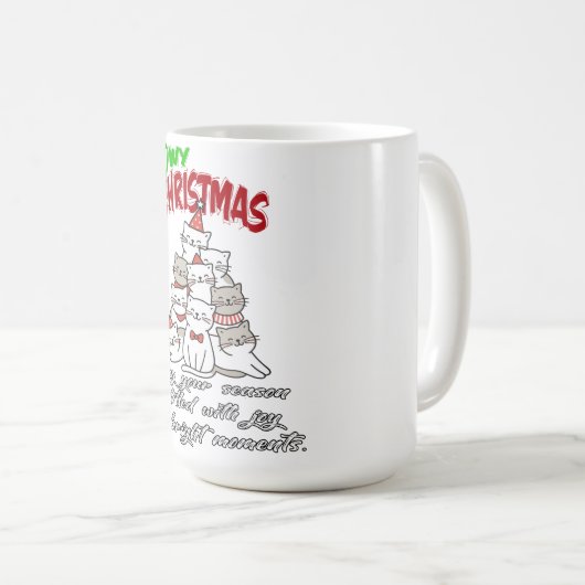 Meowy Christmas Cat – Cute Holiday Cat Lovers Mug Koffiemok (Voorkant rechts)