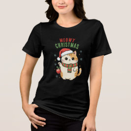 Meowy Christmas Cat – Festive Holiday Design Tri-Blend Shirt