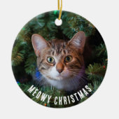Meowy Christmas Cat foto tweezijdig Keramisch Ornament (Voorkant)