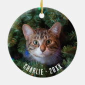 Meowy Christmas Cat foto tweezijdig Keramisch Ornament (Achterkant)