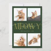 Meowy Christmas Cat Foto's Groene Kerst Feestdagenkaart (Voorkant)