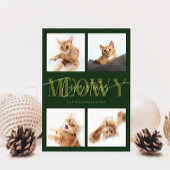 Meowy Christmas Cat Foto's Groene Kerst Feestdagenkaart