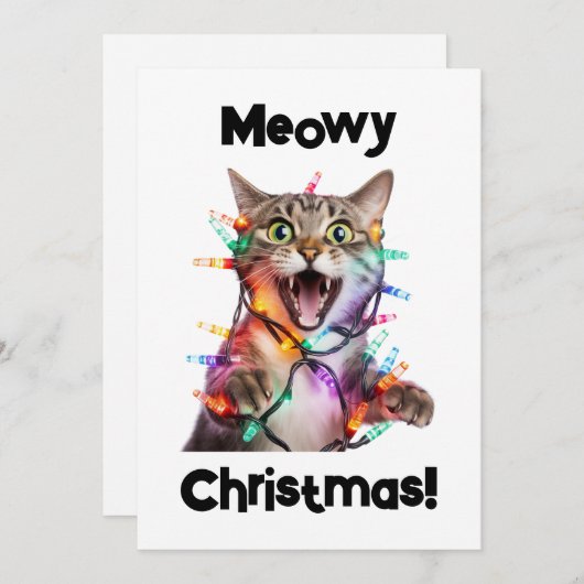 Meowy Christmas Cat Holiday Kaart Fun (Voorkant / Achterkant)