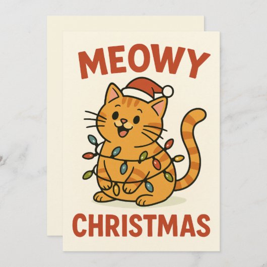 Meowy Christmas Cat Kaart (Voorkant / Achterkant)