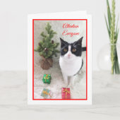 Meowy Christmas Cat Kaart — opgelet iedereen (Voorkant)