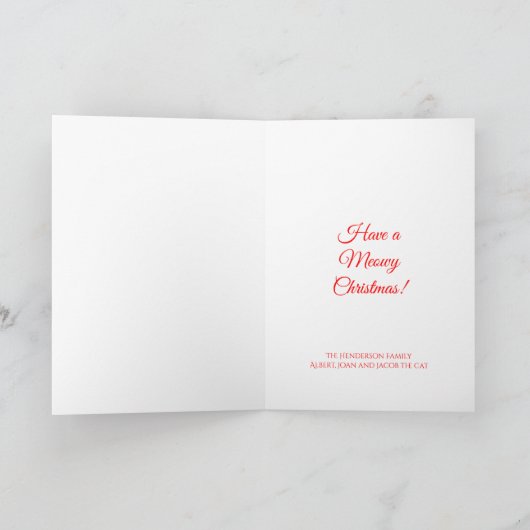 Meowy Christmas Cat Kaart — opgelet iedereen (Binnen)