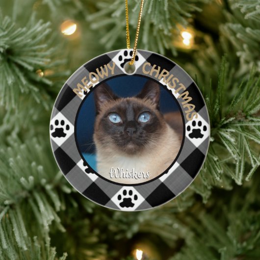 MEOWY CHRISTMAS Cat Keramisch Ornament (Boom)