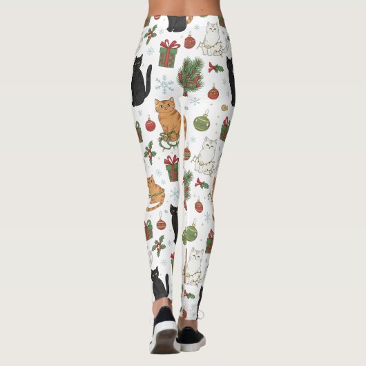 Meowy Christmas Cat Leggings - Gift For Cat Mom (Achterkant)
