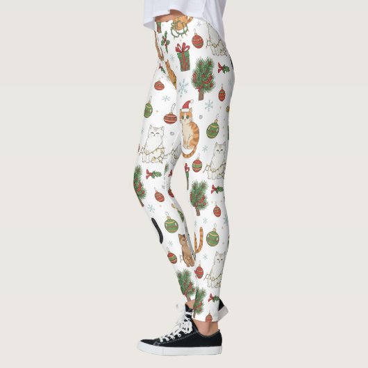Meowy Christmas Cat Leggings - Gift For Cat Mom (Links)