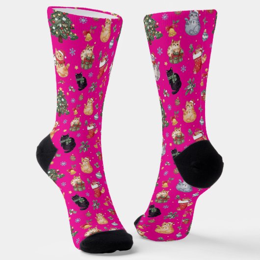 Meowy Christmas Cat Lover Crew Socks Sokken (Gebogen)