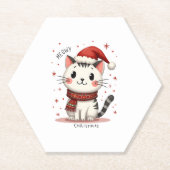 Meowy Christmas Cat Lover Funny Feestelijke Feestd Kartonnen Onderzetters (Voorkant)