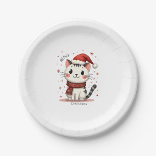 Meowy Christmas Cat Lover Funny Feestelijke Feestd Papieren Bordje