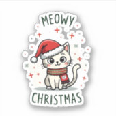 Meowy Christmas Cat Lover Funny Feestelijke Feestd Sticker (Voorkant)