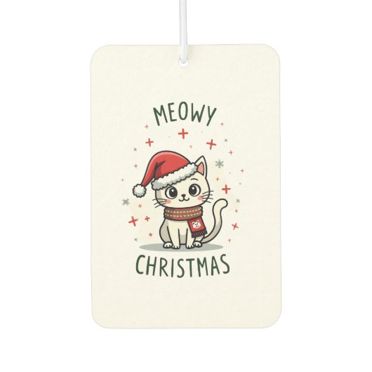 Meowy Christmas Cat Lover Funny Festive Holidays C Luchtverfrisser (Voorkant)