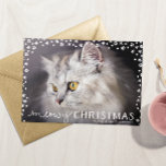 Meowy Christmas Cat Lover Holiday Photo Card Feestdagenkaart<br><div class="desc">Send this "meowy Christmas" card out this Christmas season and share your fur baby's face with your loved ones. After all, your cat is part of the family! Customize this card with a horizontal format, full-bleed photo of your pet and the text of your choice on the front. Add another...</div>