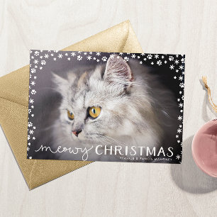 Meowy Christmas Cat Lover Holiday Photo Card Feestdagenkaart