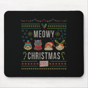 Meowy Christmas Cat Lover Tacky Lelijke Kerstfeest Muismat