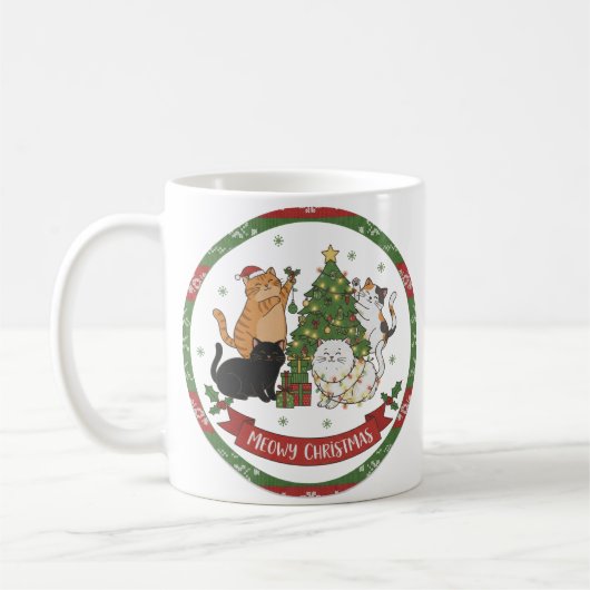 Meowy Christmas Cat Lovers Mug - Christmas Gift Koffiemok (Links)