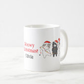 Meowy Christmas Cat Mok – Aangepaste naam Holiday (Voorkant rechts)